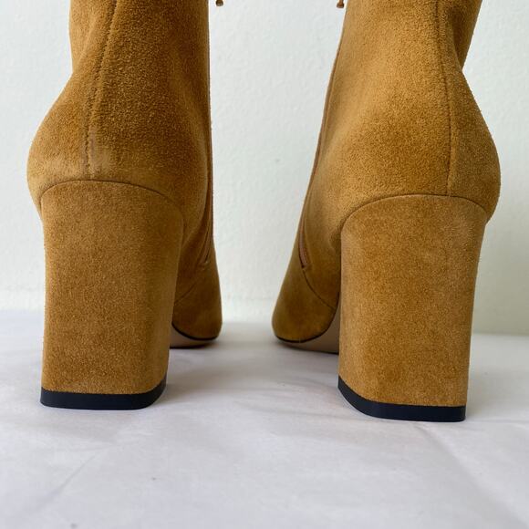 Clorinda Antinori Vera Suede Boots Size 37 or 7 Segale Tan Leather Square Toe - Picture 9 of 15